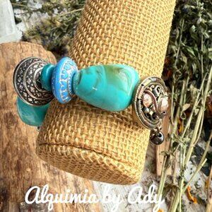 Handmade Turquoise Bracelet | Big Beads | Boho Chic